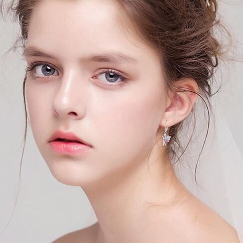 اقراط جنية من الفضة الاسترلينية عيار 925، اقراط حلقية هاجي لا تسبب الحساسية للنساء والفتيات، فضة ستيرلينج، زركونيا مكعب, فضة استرلينية, مكعب زركونيا in Kuwait