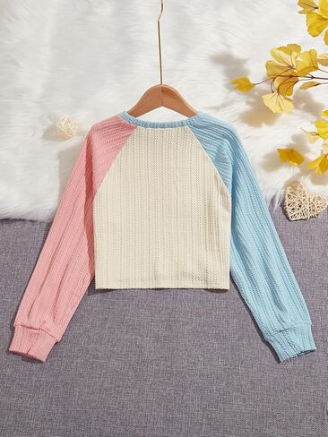 COZYEASE Girls' Color Block Long Sleeve T Shirt Casual Crewneck Tee Tops in Saudi Arabia
