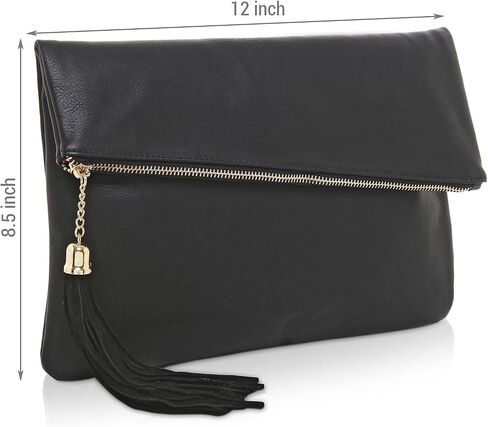MG Collection Foldover Clutch Purse/Fashion Evening Handbag with Tassel in Saudi Arabia