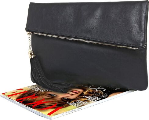 MG Collection Foldover Clutch Purse/Fashion Evening Handbag with Tassel in Saudi Arabia