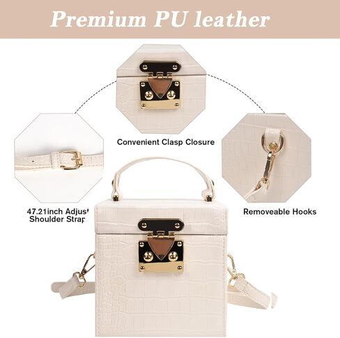 QZUnique Women's Square Box Handbag PU Cube Crossbody Shoulder Bag Wedding Clutch Bag Purse in Kuwait