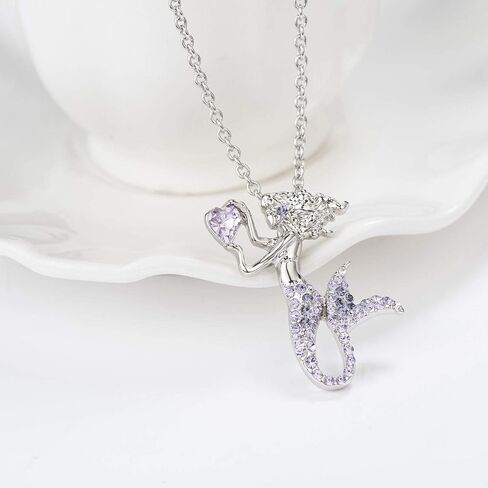 luomart Little Mermaid Necklaces for Girls,Unicorn Birthstone Pendant Jewelry Gifts Set for Women Teens in Saudi Arabia