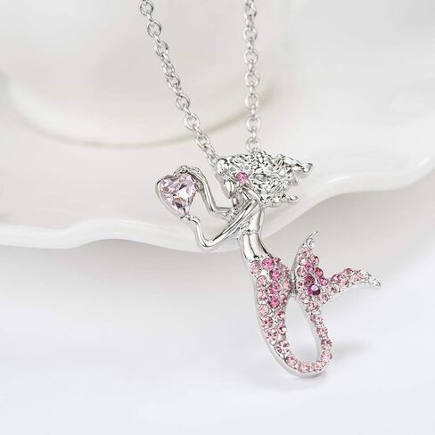 luomart Little Mermaid Necklaces for Girls,Unicorn Birthstone Pendant Jewelry Gifts Set for Women Teens in Saudi Arabia
