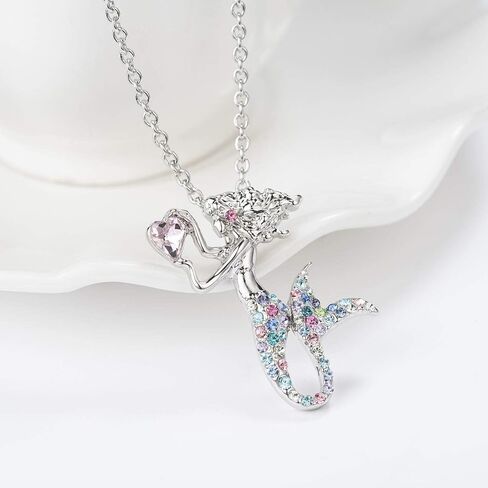 luomart Little Mermaid Necklaces for Girls,Unicorn Birthstone Pendant Jewelry Gifts Set for Women Teens in Saudi Arabia