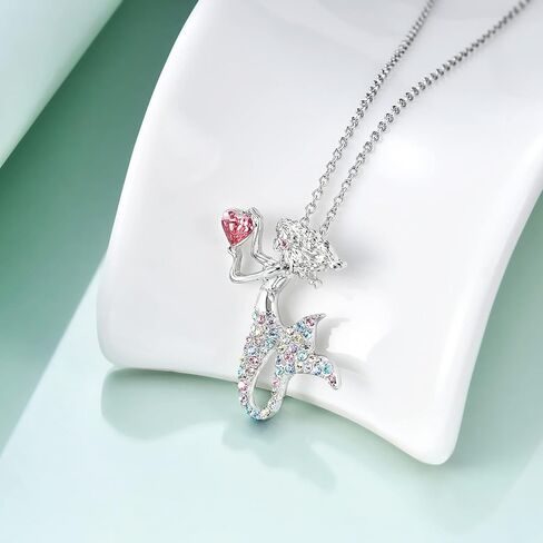 luomart Little Mermaid Necklaces for Girls,Unicorn Birthstone Pendant Jewelry Gifts Set for Women Teens in Saudi Arabia