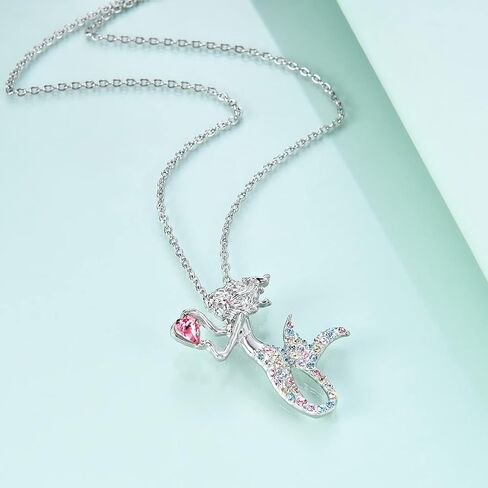 luomart Little Mermaid Necklaces for Girls,Unicorn Birthstone Pendant Jewelry Gifts Set for Women Teens in Saudi Arabia