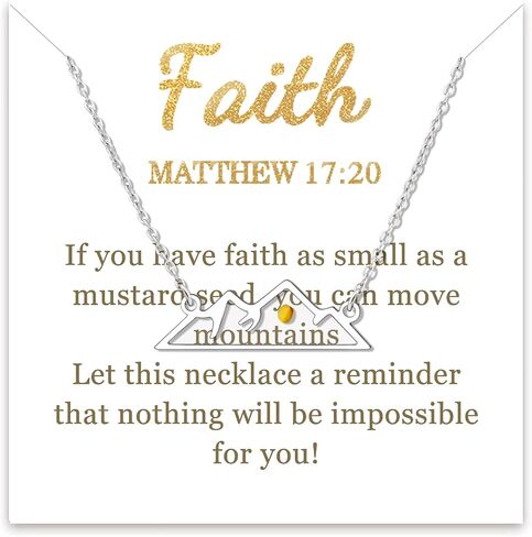 Mustard Seed Necklace Christian Gifts for Women, Inspirational Mountain Necklace Birthday Gifts for Women Teen Girls Friends Sister Girlfriend, Religious Faith Based Jewelry with Bible Verse, Valentines Day /Confirmation/First Communion/Baptism Gifts in Saudi Arabia