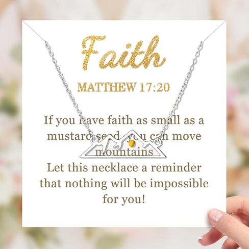 Mustard Seed Necklace Christian Gifts for Women, Inspirational Mountain Necklace Birthday Gifts for Women Teen Girls Friends Sister Girlfriend, Religious Faith Based Jewelry with Bible Verse, Valentines Day /Confirmation/First Communion/Baptism Gifts in Saudi Arabia