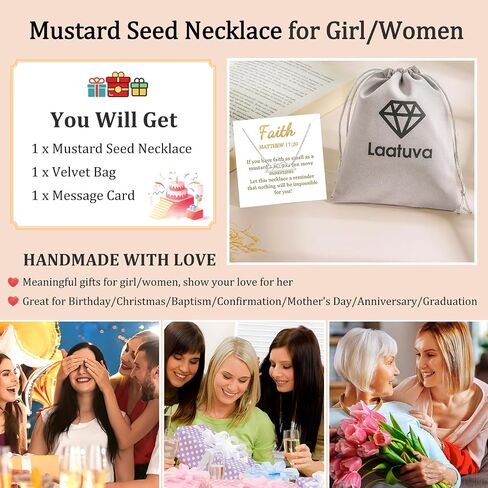 Mustard Seed Necklace Christian Gifts for Women, Inspirational Mountain Necklace Birthday Gifts for Women Teen Girls Friends Sister Girlfriend, Religious Faith Based Jewelry with Bible Verse, Valentines Day /Confirmation/First Communion/Baptism Gifts in Saudi Arabia