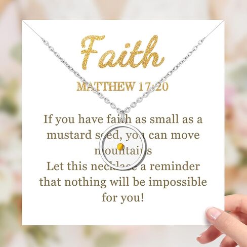 Mustard Seed Necklace Christian Gifts for Women, Inspirational Mountain Necklace Birthday Gifts for Women Teen Girls Friends Sister Girlfriend, Religious Faith Based Jewelry with Bible Verse, Valentines Day /Confirmation/First Communion/Baptism Gifts in Saudi Arabia