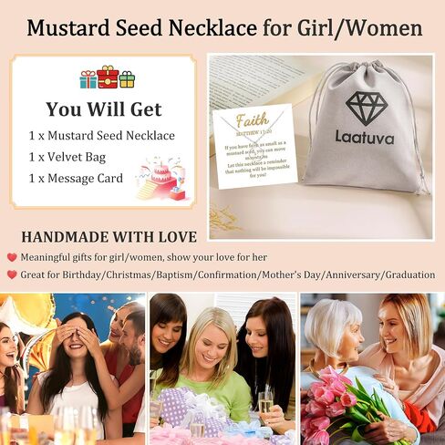 Mustard Seed Necklace Christian Gifts for Women, Inspirational Mountain Necklace Birthday Gifts for Women Teen Girls Friends Sister Girlfriend, Religious Faith Based Jewelry with Bible Verse, Valentines Day /Confirmation/First Communion/Baptism Gifts in Saudi Arabia
