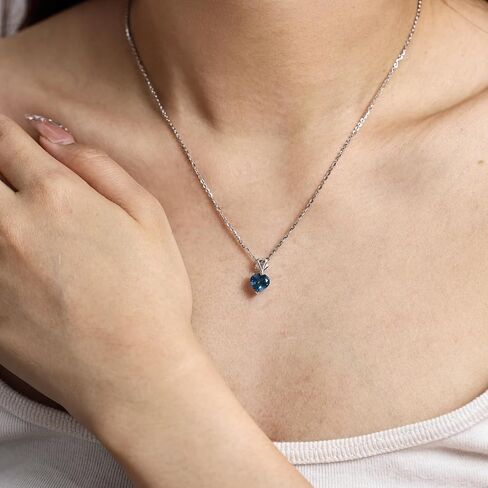 AGVANA Valentines Day Gifts for Her 14K White Gold Gemstone Pendant with Sterling Silver Chain 8mm Heart Birthstone Necklace Fine Jewelry Anniversary Birthday Gifts for Women Wife Girlfriend in Saudi Arabia