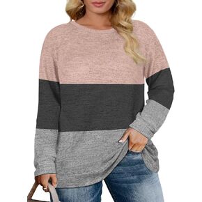 DOLNINE Women's-Plus-Size-Sweatshirts Long Sleeve Tops Crewneck Shirts Casual Tunics XL-4XL