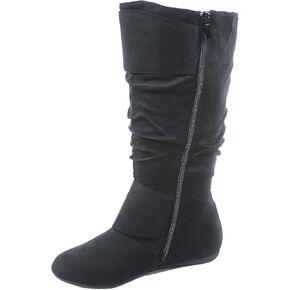 TOP Moda Bank-81 Women's Fashion Round Toe Flat Heel Zipper Buckle Slouchy Mi. in Kuwait