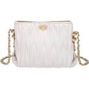 Hanbella Cross body Clutch Purses for Women & Teens - Cute Small Quilted Leather Shoulder Bag with Gold Chain for Girls