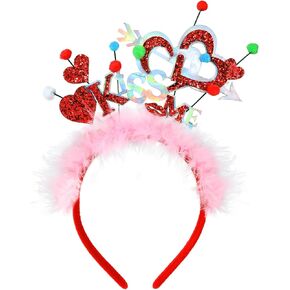 Heart Shapes Valentine’s Day Headband, Colorful Kiss Me Vday Headwear, Festive Holiday Party Accessory and Gift, One Size Fits Most in Kuwait