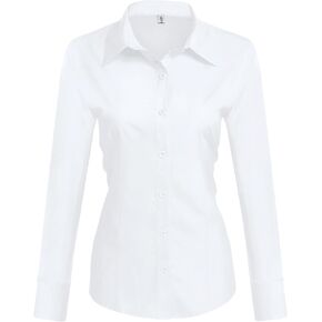 HOTOUCH Womens Cotton Basic Button Down Shirt Slim Fit Dress Shirts in Kuwait