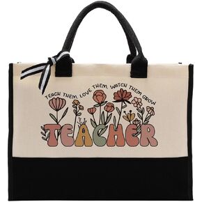 EDCTO Canvas Bag Gift for Teacher, Cotton Canvas Tote Bag, Cool Gifts for Teachers Women, Grateful Gift for Teacher, Best Teacher Gifts for Women, Teacher Bags and Totes for Women, Present Bag in Saudi Arabia