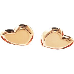 طبق حلقي من الفولاذ المقاوم للصدأ على شكل قلب مكون من قطعتين من Davi Atelier، صينية مجوهرات، منصة حلية صغيرة، 3.6 × 3.4 بوصة (لون ذهبي وردي) (على شكل قلب) in Kuwait