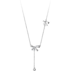 BEARJIA Bow Necklace for Women Gold Silver Bow Necklace Fashion Bow Pendant Necklace Bow Necklace Jewelry Gift for Women Girls