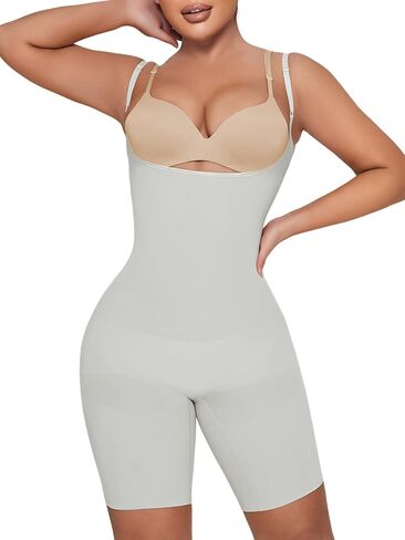 Takusun Women's Open Bust Shapewear Bodysuit Seamless Tummy Control Butt Lifter Mid Thigh Full Body Shaper for Under Dresses in Kuwait