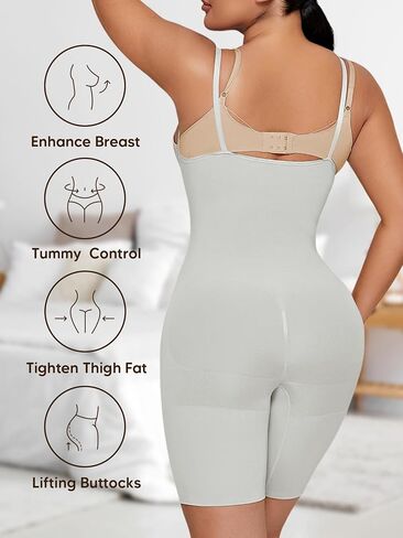 Takusun Women's Open Bust Shapewear Bodysuit Seamless Tummy Control Butt Lifter Mid Thigh Full Body Shaper for Under Dresses in Kuwait