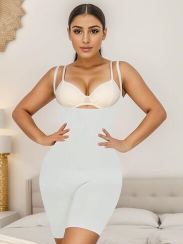 Takusun Women's Open Bust Shapewear Bodysuit Seamless Tummy Control Butt Lifter Mid Thigh Full Body Shaper for Under Dresses in Kuwait