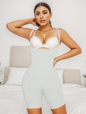 Takusun Women's Open Bust Shapewear Bodysuit Seamless Tummy Control Butt Lifter Mid Thigh Full Body Shaper for Under Dresses in Kuwait