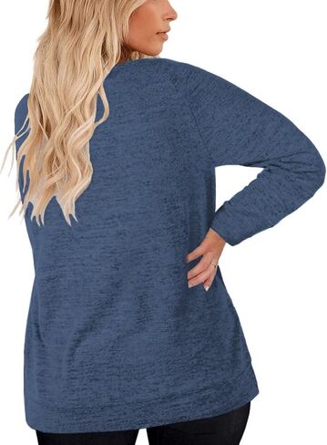 بلوزات نسائية من DOLNINE بمقاسات كبيرة وأكمام طويلة وقمصان بياقة دائرية وقمصان كاجوال XL-4XL in Saudi Arabia
