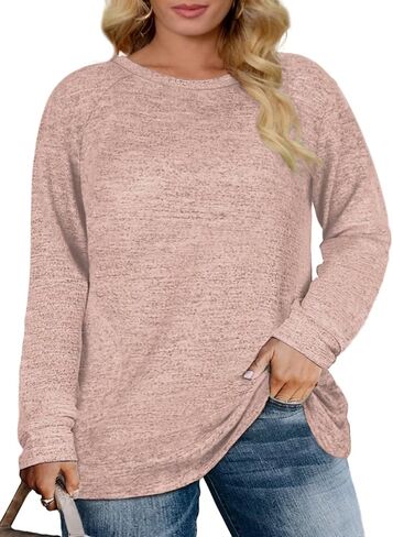 بلوزات نسائية من DOLNINE بمقاسات كبيرة وأكمام طويلة وقمصان بياقة دائرية وقمصان كاجوال XL-4XL in Saudi Arabia