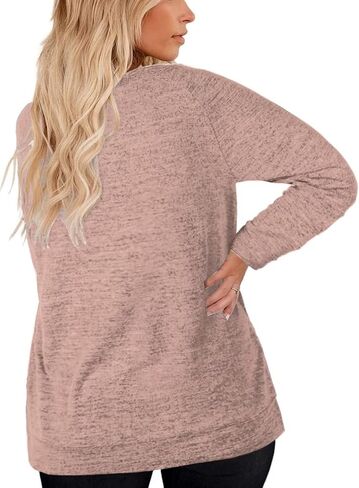 بلوزات نسائية من DOLNINE بمقاسات كبيرة وأكمام طويلة وقمصان بياقة دائرية وقمصان كاجوال XL-4XL in Saudi Arabia