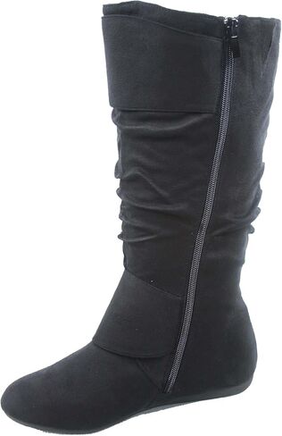 TOP Moda Bank-81 Women's Fashion Round Toe Flat Heel Zipper Buckle Slouchy Mi. in Kuwait