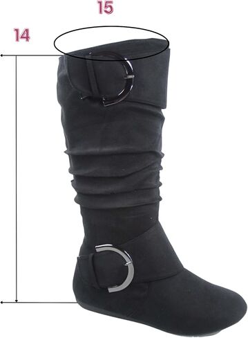 TOP Moda Bank-81 Women's Fashion Round Toe Flat Heel Zipper Buckle Slouchy Mi. in Kuwait