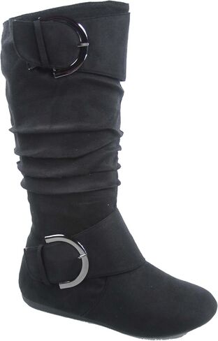 TOP Moda Bank-81 Women's Fashion Round Toe Flat Heel Zipper Buckle Slouchy Mi. in Kuwait