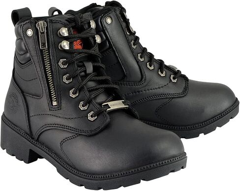 Milwaukee Leather MBL9320W Women's Black Premium Leather Wide-Width Lace-Up Motorcycle Rider Boots in Saudi Arabia