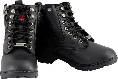 Milwaukee Leather MBL9320W Women's Black Premium Leather Wide-Width Lace-Up Motorcycle Rider Boots in Saudi Arabia
