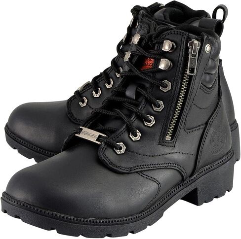 Milwaukee Leather MBL9320W Women's Black Premium Leather Wide-Width Lace-Up Motorcycle Rider Boots in Saudi Arabia