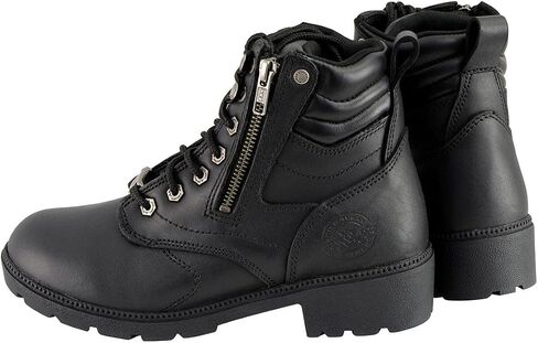 Milwaukee Leather MBL9320W Women's Black Premium Leather Wide-Width Lace-Up Motorcycle Rider Boots in Saudi Arabia