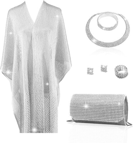 5 Pcs Women Accessories Including Shawls and Wraps, Evening Bag Clutch Purses, Rhinestone Jewelry Sets for Wedding Bridal in Saudi Arabia