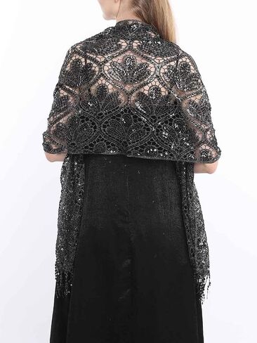 EASEDAILY Women Shawls and Wraps for Evening Dresses Sequin Wedding Scarf Fringe Sparkle Bridal Cape for Bride and Bridesmaid in Kuwait