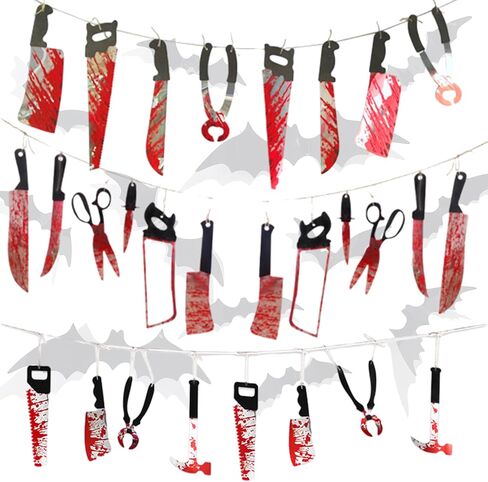 لافتة Hotcham Halloween الدموية من PVC لتزيين الهالوين مع مجموعة خفافيش إكسسوارات تزيين الهالوين السعيدة 4SET in Kuwait