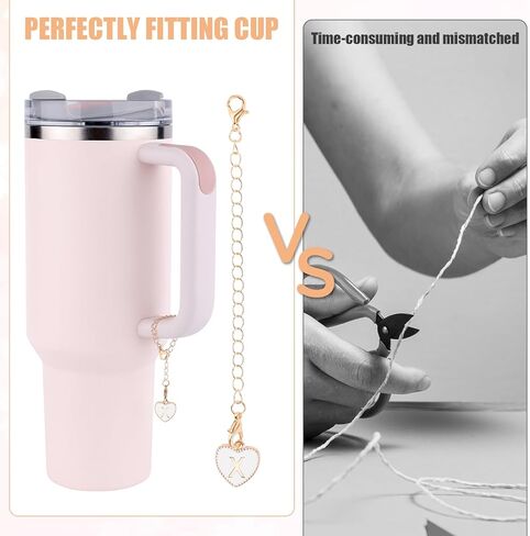 إكسسوارات حرف PEUTIER لكأس ستانلي، قلادة حروف أبجدية على شكل قلب، اسم شخصي معرف الحروف الأولية، سلسلة مقبض لإكسسوارات كأس ستانلي in Kuwait