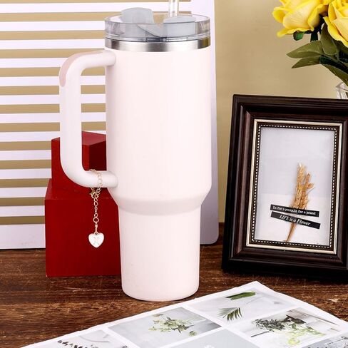 إكسسوارات حرف PEUTIER لكأس ستانلي، قلادة حروف أبجدية على شكل قلب، اسم شخصي معرف الحروف الأولية، سلسلة مقبض لإكسسوارات كأس ستانلي in Kuwait