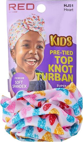Red by Kiss Kids Pre-Tied Top Knot Turban, African Soft Spandex Turban, Stretch Head Wear, Head Wrap in Saudi Arabia