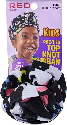 Red by Kiss Kids Pre-Tied Top Knot Turban, African Soft Spandex Turban, Stretch Head Wear, Head Wrap in Saudi Arabia