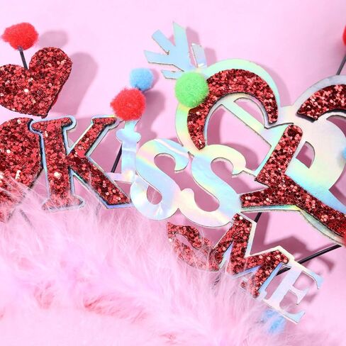 Heart Shapes Valentine’s Day Headband, Colorful Kiss Me Vday Headwear, Festive Holiday Party Accessory and Gift, One Size Fits Most in Saudi Arabia