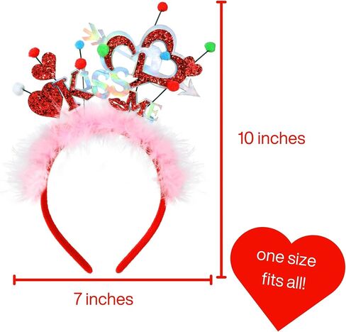 Heart Shapes Valentine’s Day Headband, Colorful Kiss Me Vday Headwear, Festive Holiday Party Accessory and Gift, One Size Fits Most in Saudi Arabia