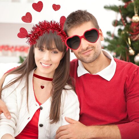 Gvhntk Valentines Heart Headband Heart Shape Sunglasses Necklace Valentines Costume Accessories Set For Wedding Valentines Party Birthday Women Girls in Saudi Arabia