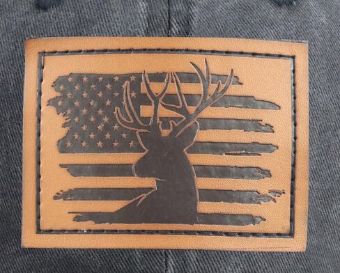 HHNLB Leather American Flag and Deer Skull Hunting Hat, Adjustable Wash Cotton Baseball Cap for Men Women in Saudi Arabia