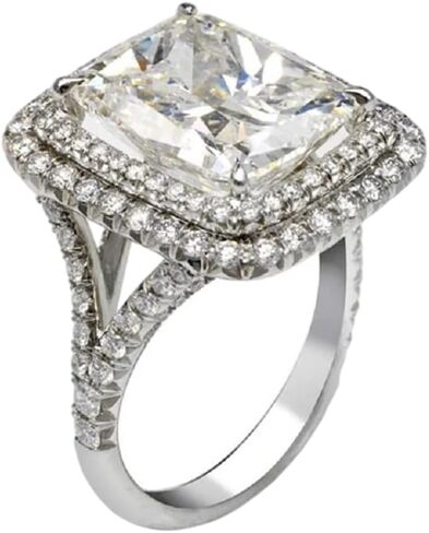 KOICCVQQ Fashion 925 الفضة الاسترليني النسائية واسعة الخلود خاتم الزفاف الفرقة الأميرة مربع زركونيا خواتم تشيكوسلوفاكيا الماس متعدد الصفوف الدائري الخلود خاتم الخطوبة الزفاف للنساء (الحجم 7) in Kuwait